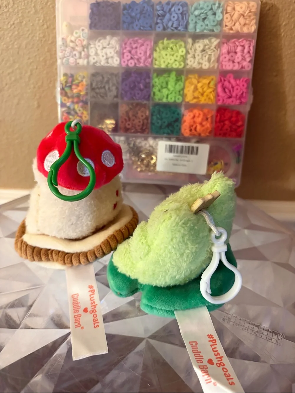 Plushgoals Wawa Toadstool and Prince Frog Plush and a New Jewerly Clay Bead Set